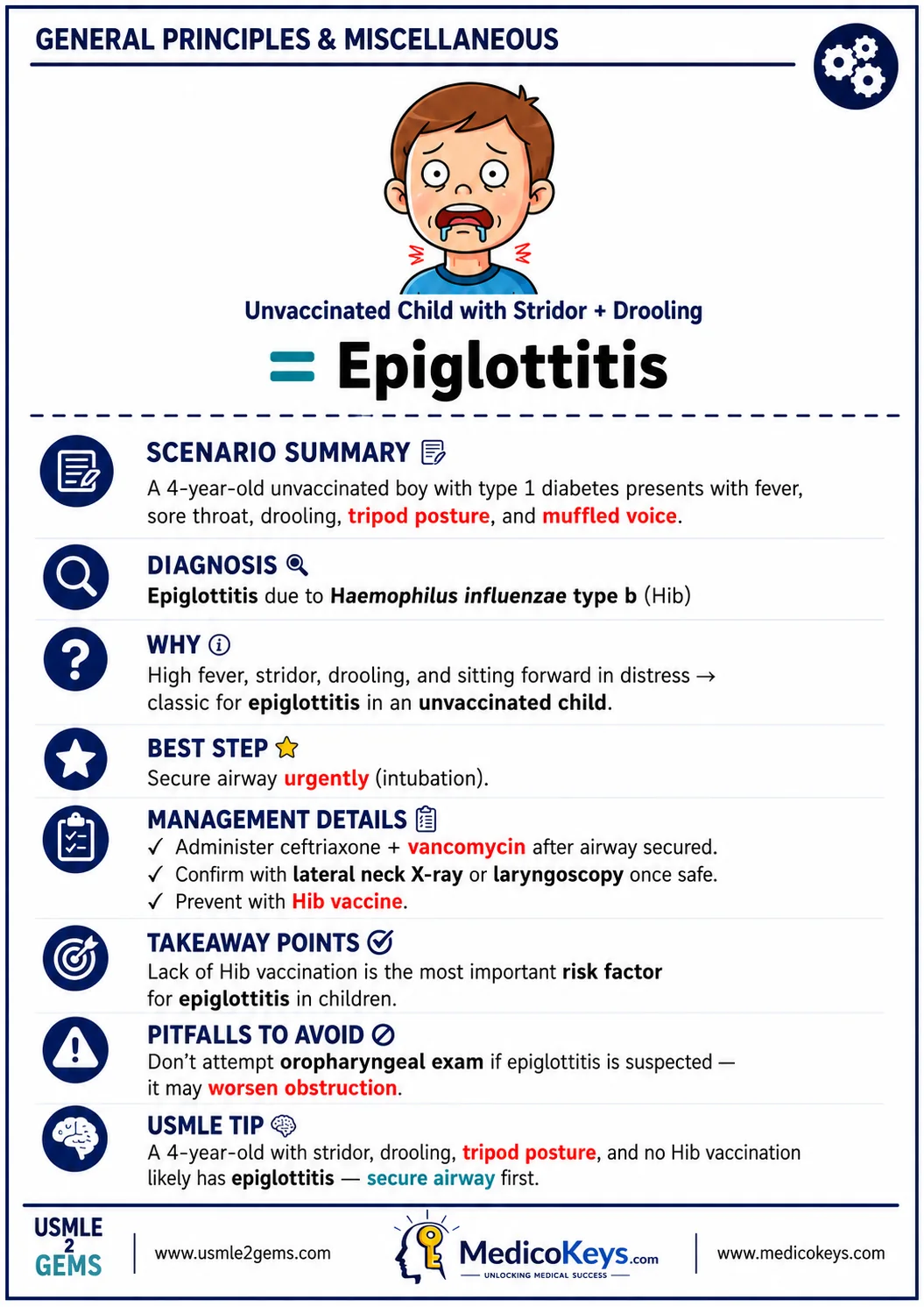 Real USMLE2Gems free sample 20: Epiglottitis — General Principles & Miscellaneous